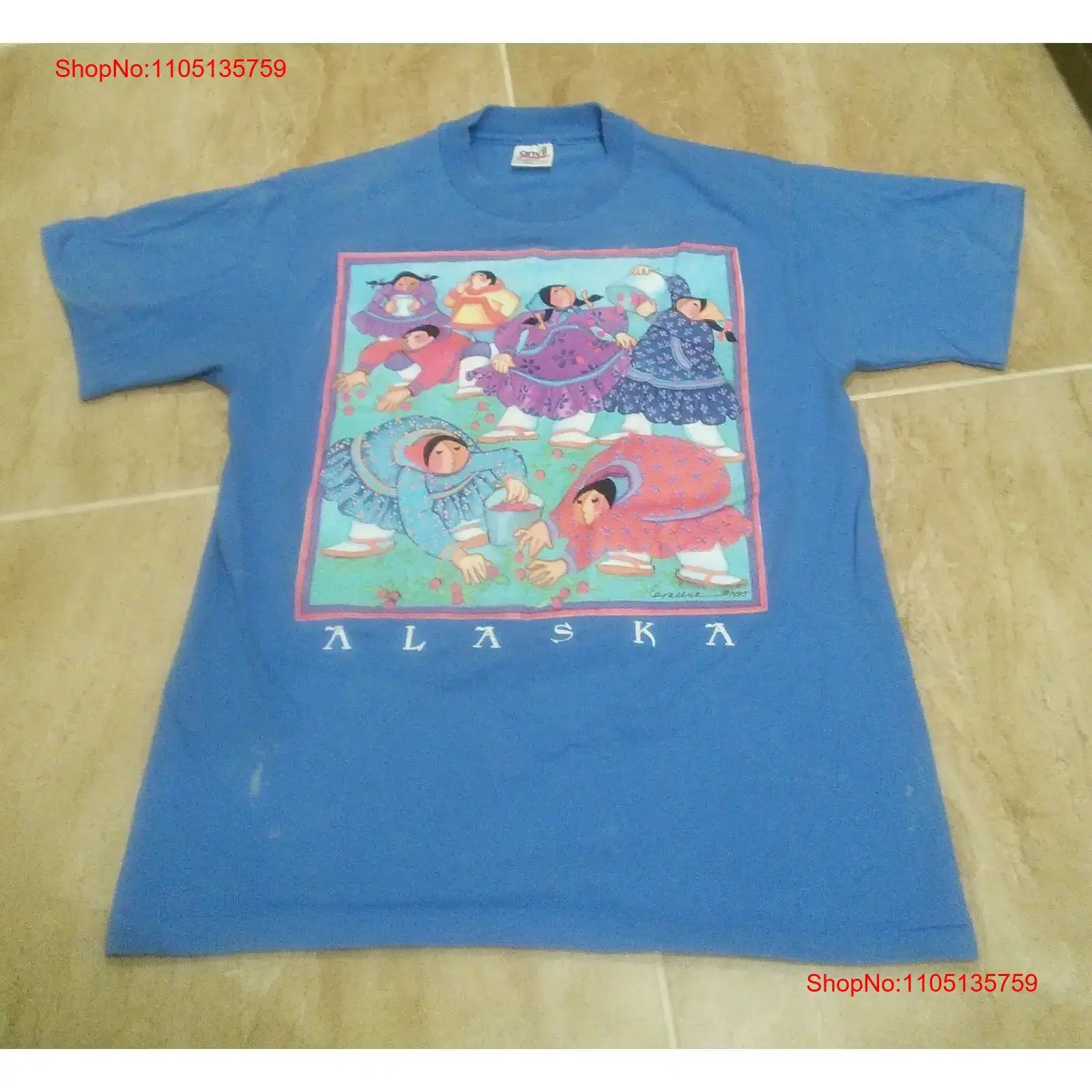 Vintage 90s Alaska T Shirt Art 1995 Indian Inuit Native Blue Sz M ...