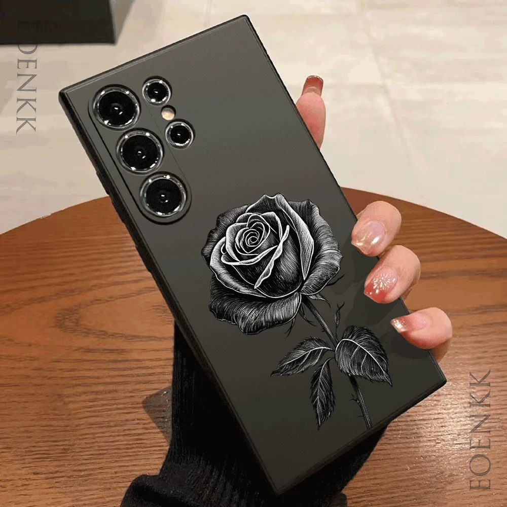 Elegant Rose Sketch Soft Phone Case - Fashion Gift Cover