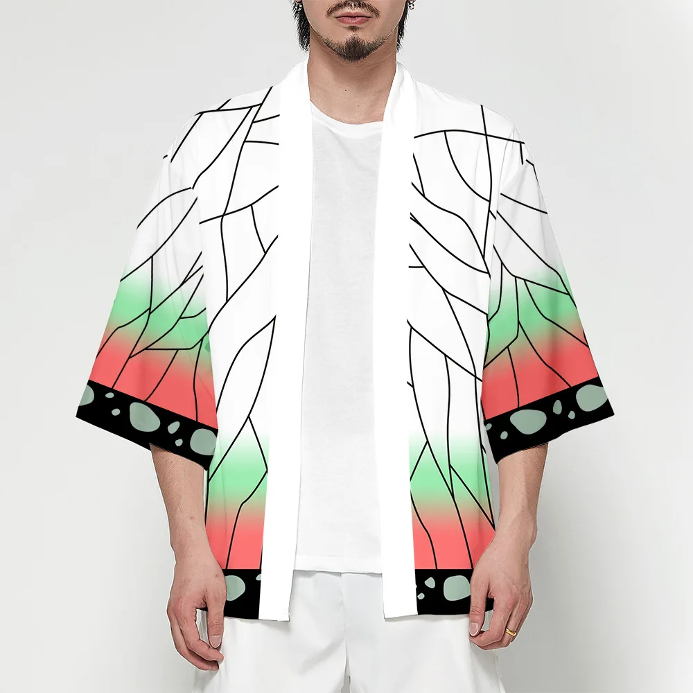 6XL 5XL 4XL Plus Size Anime Japanese Tanjiro Samurai Kimono of Men Women Cardigan Haori Obi Asian Cosplay Clothes Haori Tomioka japanese kimono japanese kimono cardigan japanese kimono shirt