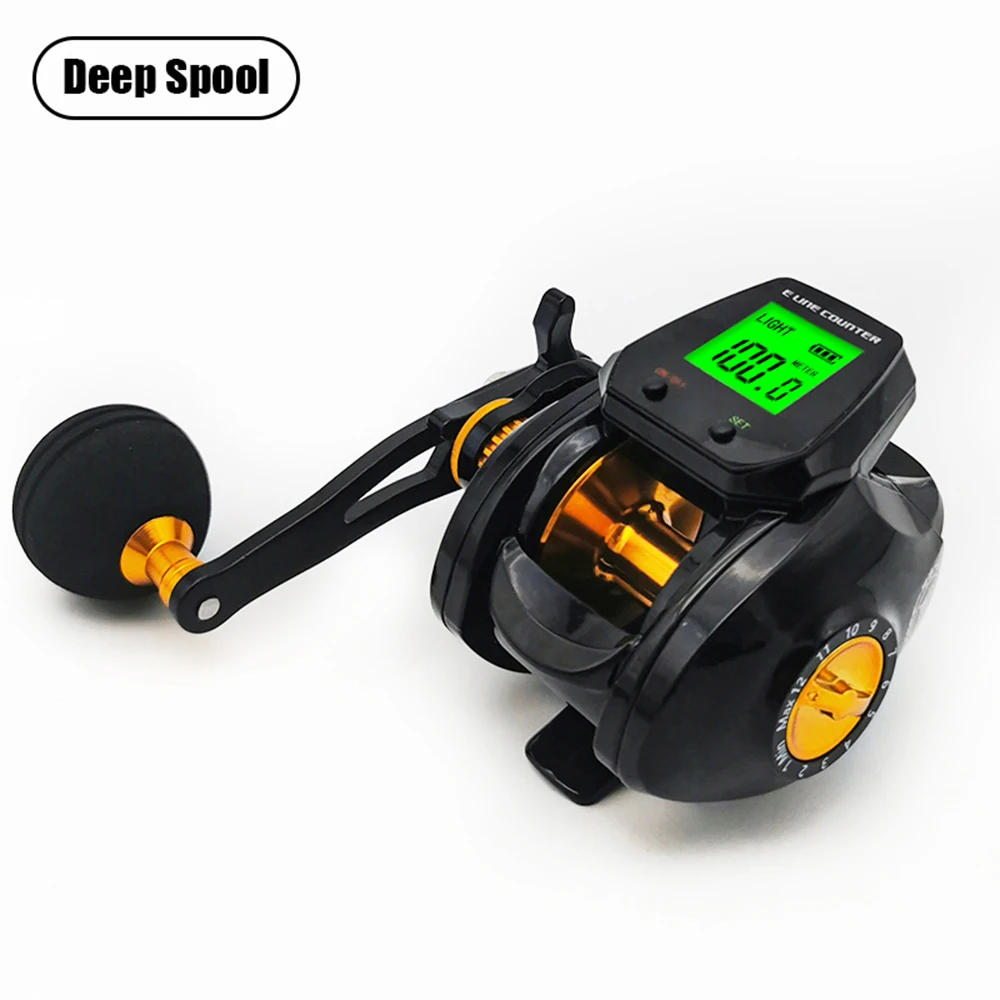 Rechargeable 7.2:1 Digital Fishing Baitcasting Reel w/ Accurate Line  Counter Large Display Bite Alarm or Carbon Sea Fishing Rod - AliExpress