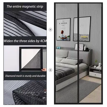 Fully magnetic door screen mosquito net, customized size, summer insect proof mesh, automatic closing suitable for various doors