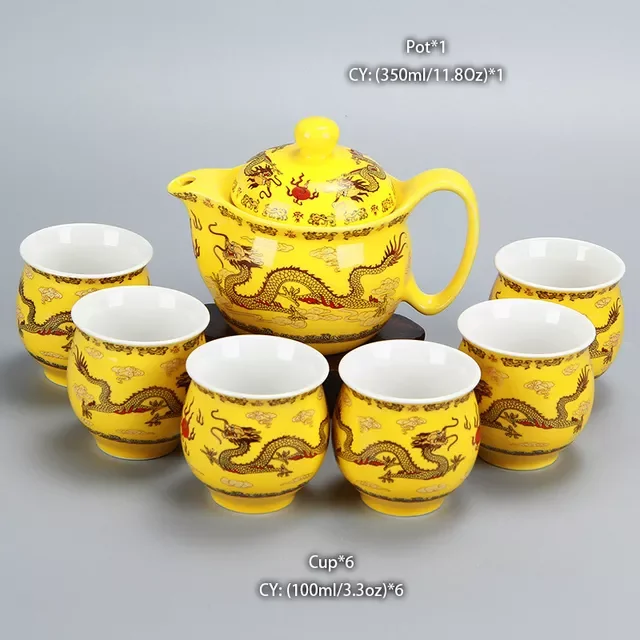 Čínska keramická čajová súprava Kung Fu porcelánová čajová šálka sada kanvíc Dračí čajník šálka Kungfu čajová súprava Puer Oolong čajový riad