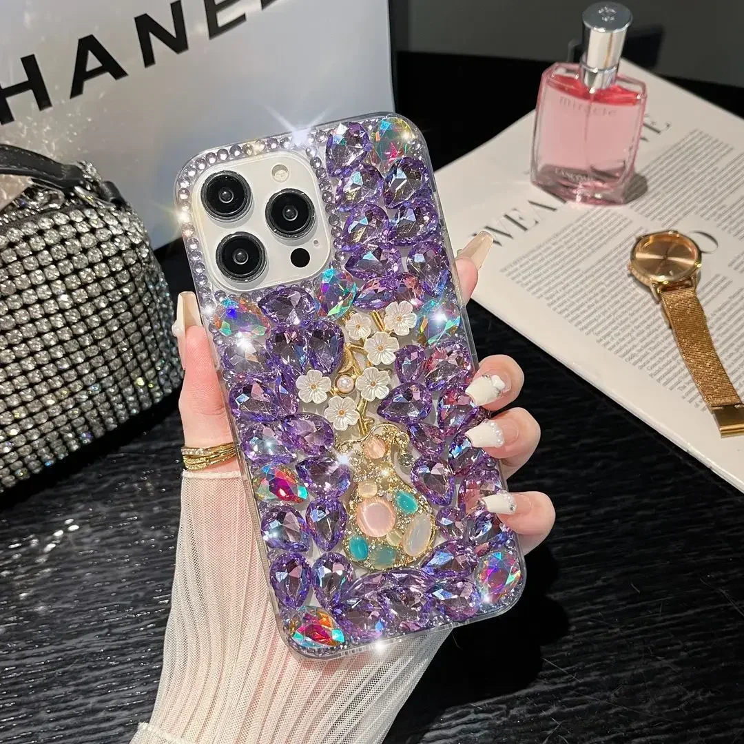 

3D Vase Flower Diamond Phone Case For Samsung Galaxy S8 S9 S10 S20 Plus S21 FE S22 23Ultra Note20 10 Crystal Telefon Funda Coque