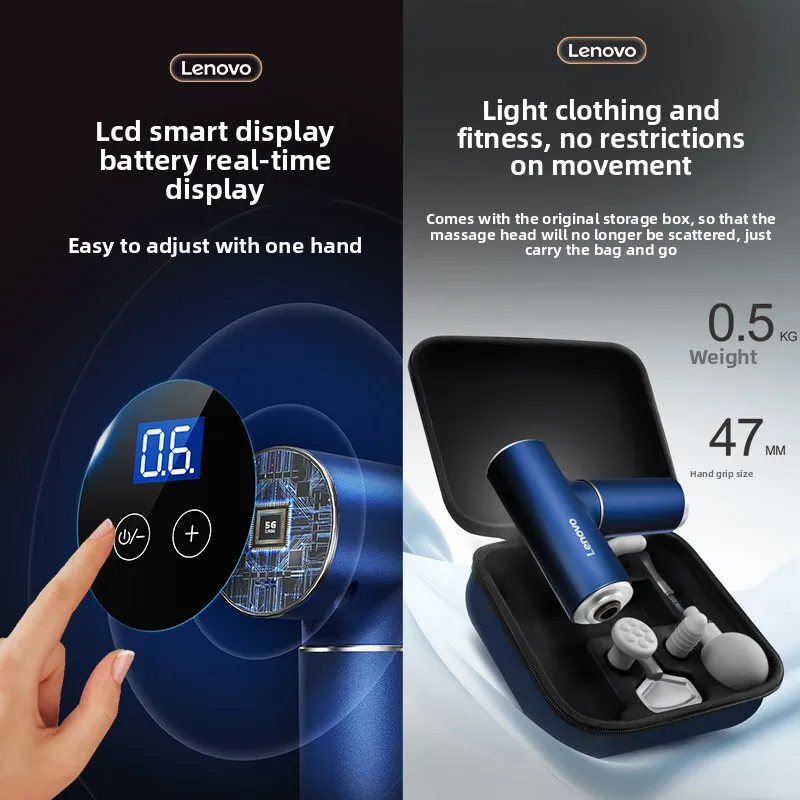 Genuine Lenovo Fascia Gun Brushless Motor Professional 6heads Massager Suitable for Deep Muscle Relaxation Relieve Fatigue Gifts