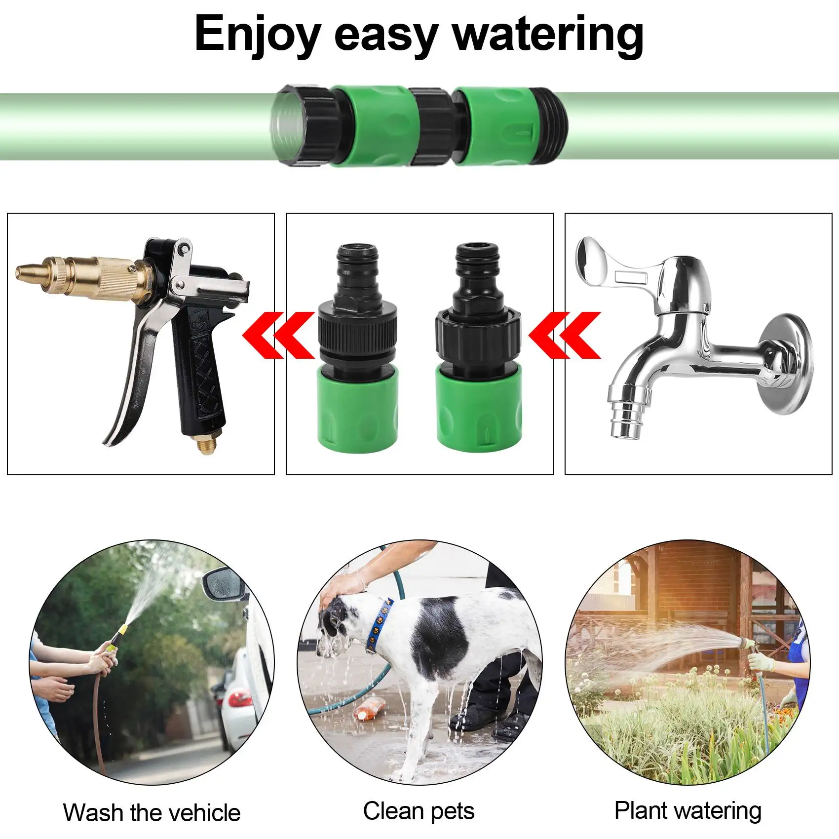 Garden Quick Connect Release Water Hose Fittings Plastic Connectors, Male & Female 3/4 Inch GHT 10Pcs