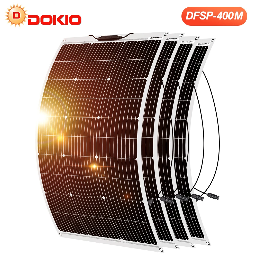 DOKIO DFSP-100M 4PCS 100W solar panel 18V monocrystalline flexible panels suitable for camping RV installation can charge 12V batteries