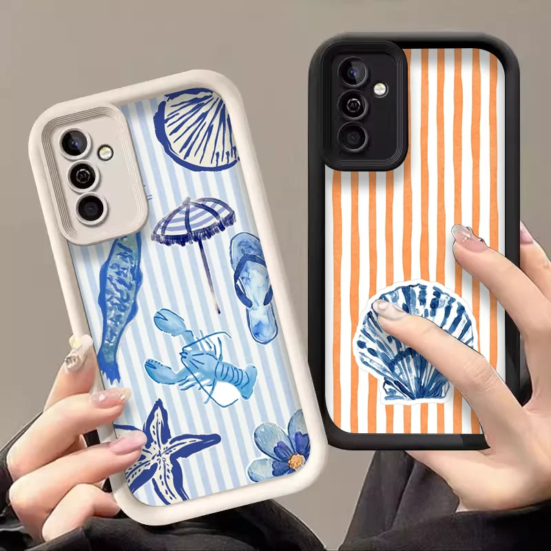 Vibrant Marine Life Cartoon Phone Case - Colorful Sardines and Crabs Design