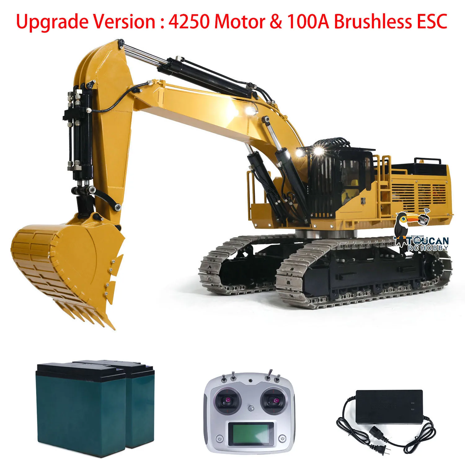 Heavy Duty Machine RTR 385CF RC Hydraulic Excavator 1/8 Remote Control Giant Digger Construction Vehicle Lights Brushless ESC 4