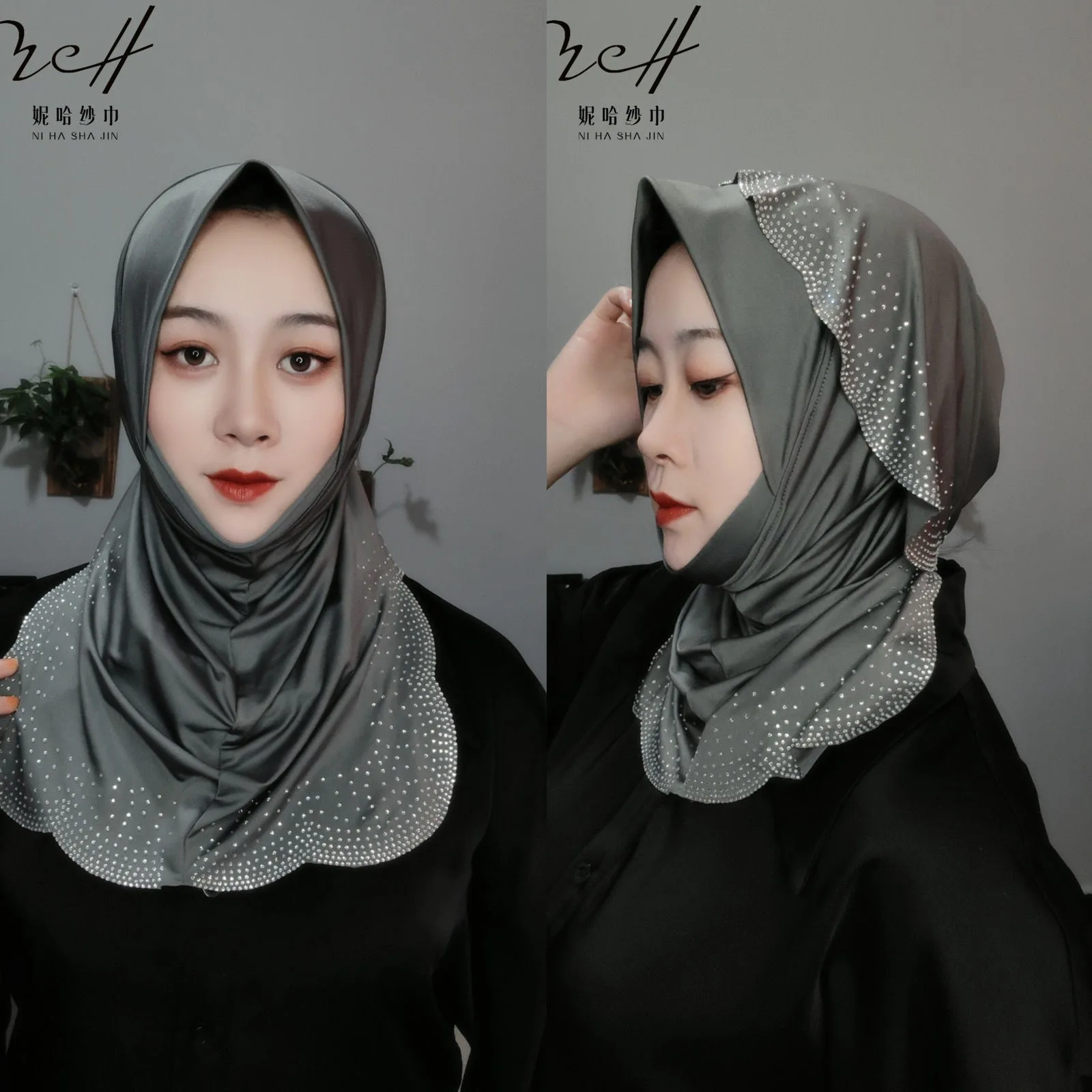 High Quality Muslim Lady Malaysia Diamonds Easy Instant Hijabs