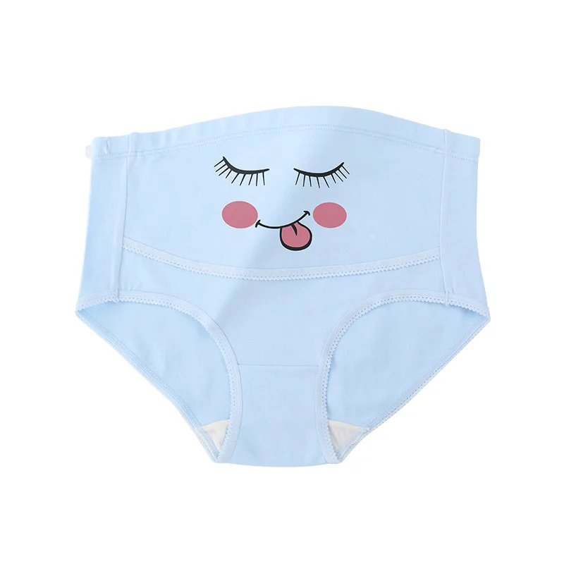 5PCS Cotton Cartoon Pregnant Women's Underwear Comfortable Breathable During Pregnancy High Waist Support Large Triangle Pants