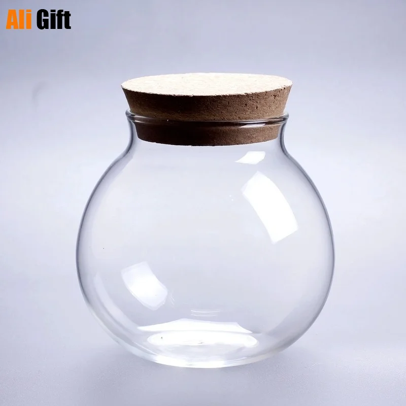 500/1000/1800 ml micro paisagem garrafa de vidro vaso boca bola musgo garrafas diy decoração para casa tampa de madeira vasos chá caddy zakka