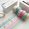 6Rolls/box Kawaii Handbook DIY Plaid Washi Tape Masking Tape Paper Gift Decoration Material 6 Colors in A Box 5 Meters in A Roll 1