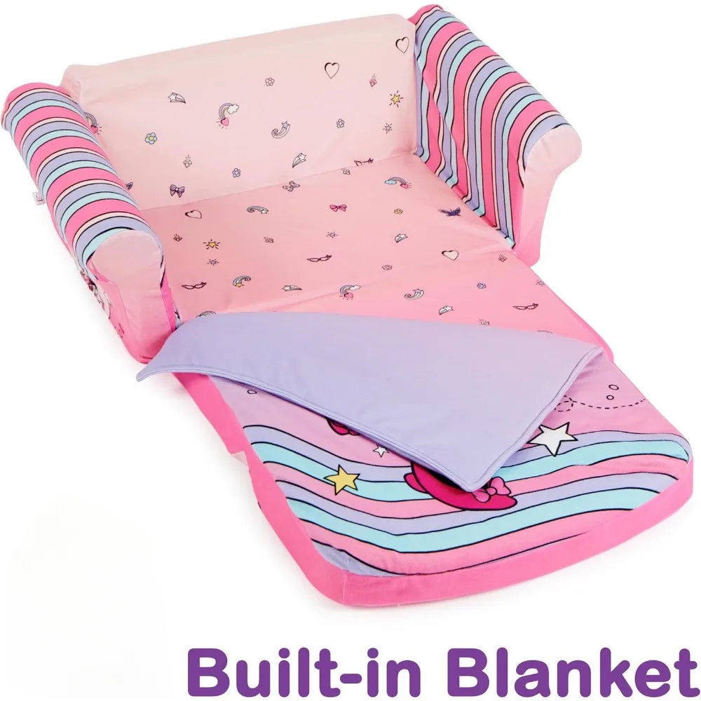 Minnie Mouse 3-in-1 Slumber Sofa Baby Lounger, Convertible Kids Couch, Sofa Bed & Foam Toddler Nap Mat with Attached Blanket 5
