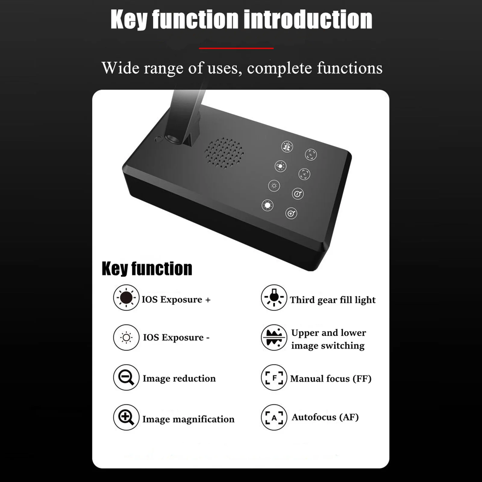 4K USB Document Camera Scanner 16MP Webcam LED Light Mic 30fps Auto Focus for Live Web Conferencing Remote Teaching