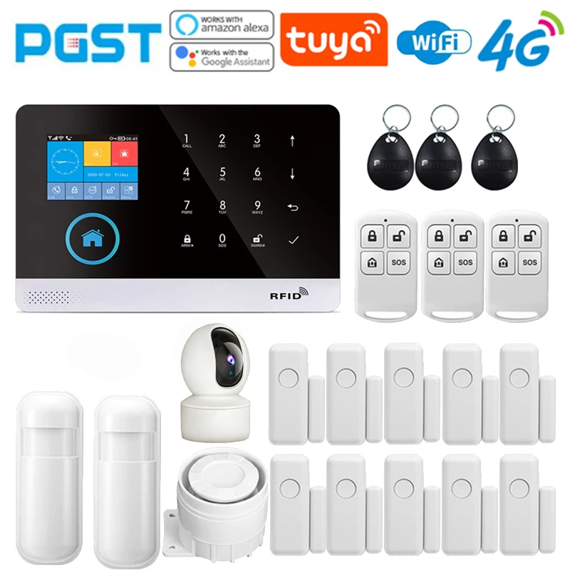 Home safety alarm system 4G 433MHz wireless anti-theft alarm kit WiFi GSM Tuya with Alexa Google application IP camera sensor,security system,security alarm,wireless alarm