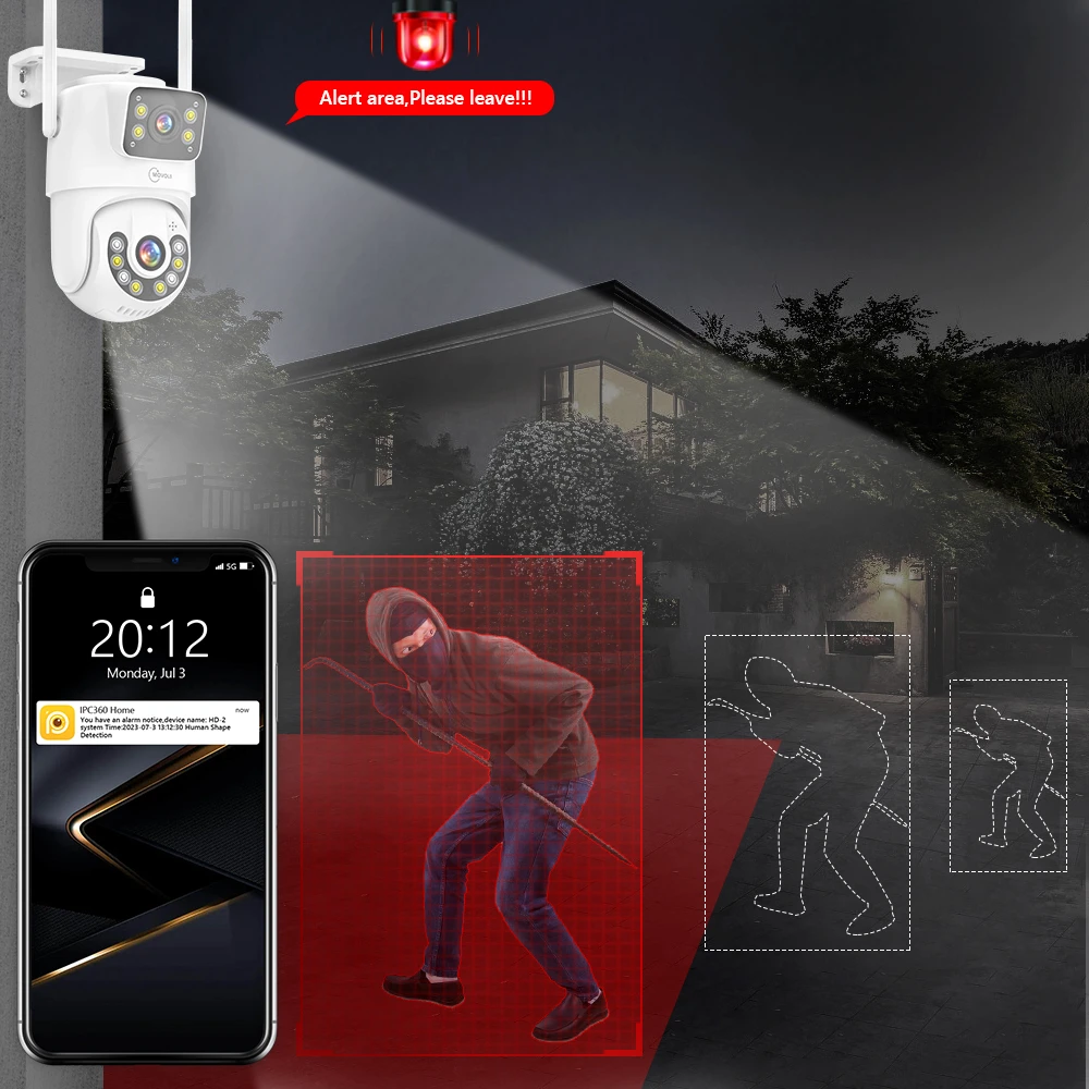 Movols 1080P PTZ IP Camera Two-way Audio WIFI Wireless Smart Tracking Security S
