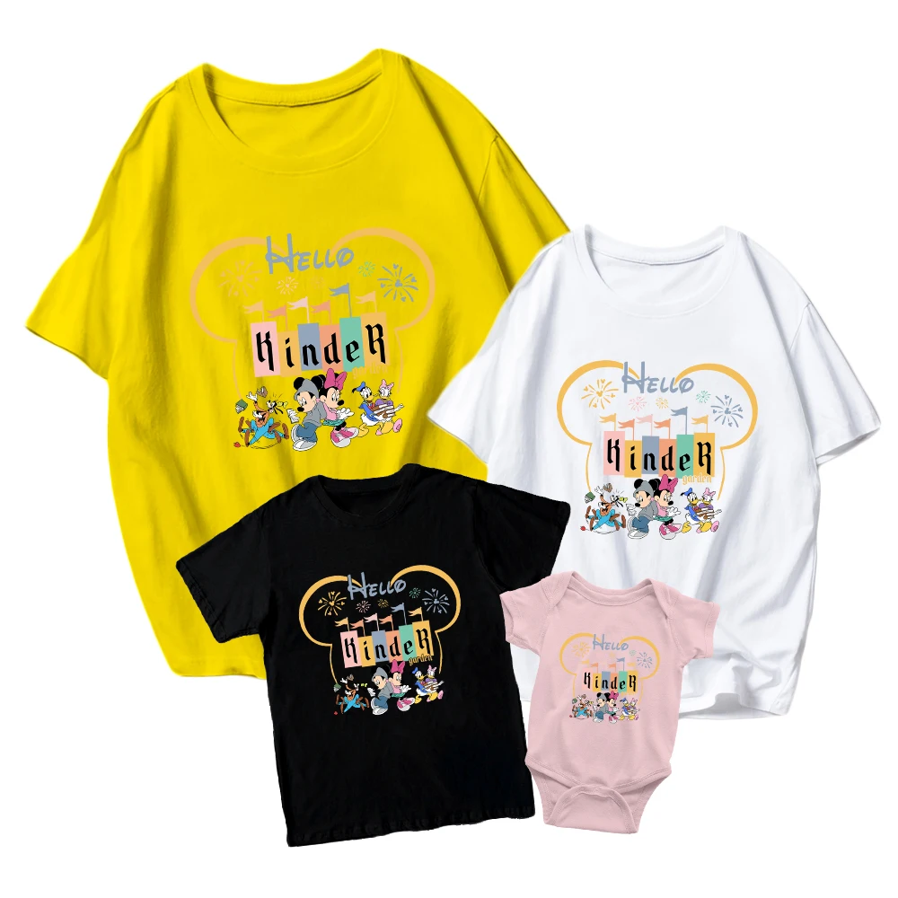 

Summer T-shirt Short-sleeved Parent-child Disney Mickey Cartoon Print Adult Unisex Girl Baby Boy Fashion Casual Round Neck Wild
