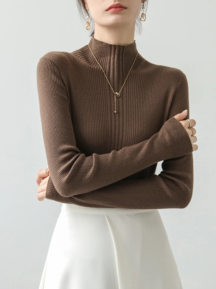 

2023 New Fashion Autumn Winter Pullover Turtleneck Sweater Solid Slim Bastic Tops For Women Knitting Clothes Ladies Sweaters