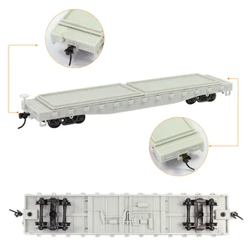 1pc HO Scale Flat Car 52' Unassembled Blank 1:87 Model Wagon with Shipping Container Cargo C8741JJ