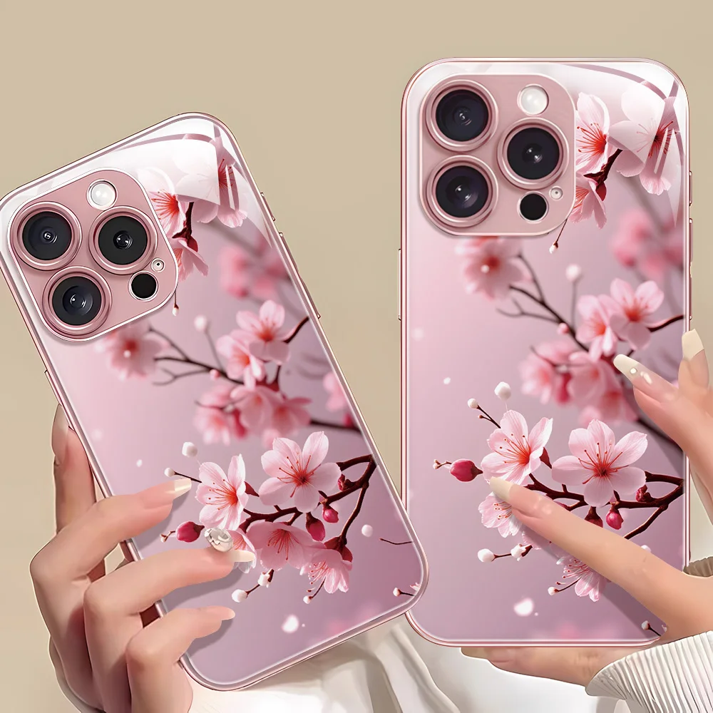 Floral Glass Phone Case Cover