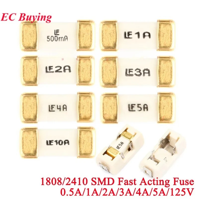 100 Stück/5 Stück 1808/2410 SMD flinke Sicherung Blow Fuse 0451 200 mA 500 mA 0,5 A 1 A 2 A 3 A 4 A 5 A 6,3 A 7 A 8 A 10 A 12 A 15 A 125 V/65 V