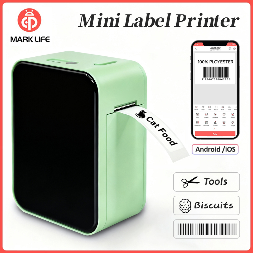 Marklife P15 Mini Label Printer Portable Thermal Bluetooth Adhesive Paper Printer Stickers Maker Inkless Tag Labeling Machine