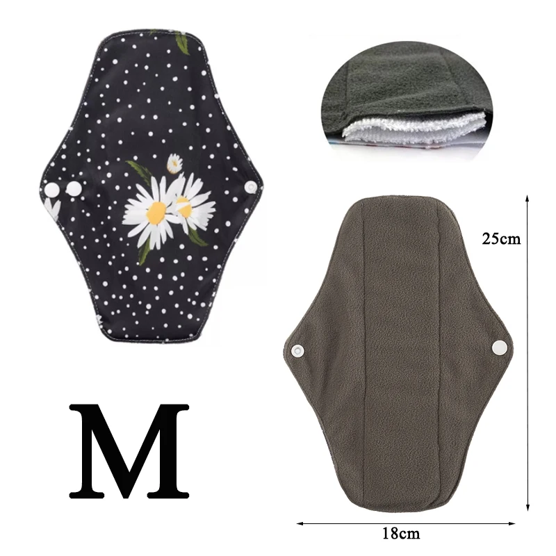 Sanitary Pads 10PCS Medium Size Bamboo Charcoal Washable Women Care Menstruation Reusable Pads