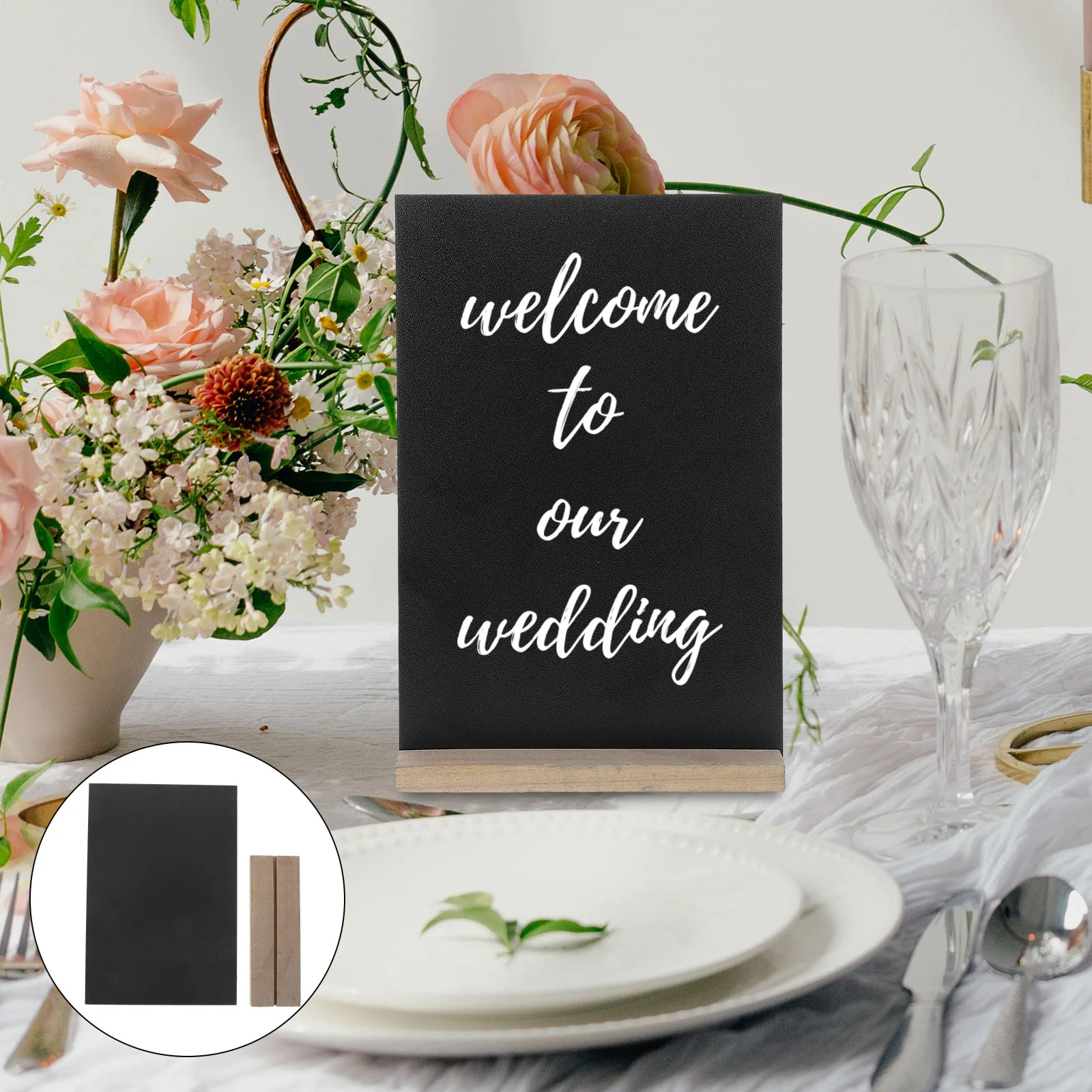 Chalkboard Board Sign Sided Mini Chalk Double Messgae Tabletop Stand Two