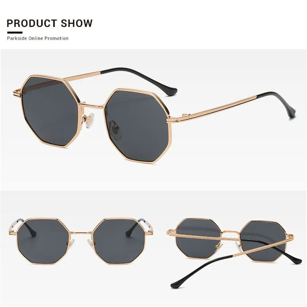 Square Sunglasses Polygon Sun Glasses Small Frame Metal Sunglasses UV Protection Shades Fashion Sunglasses for Men/Women 5