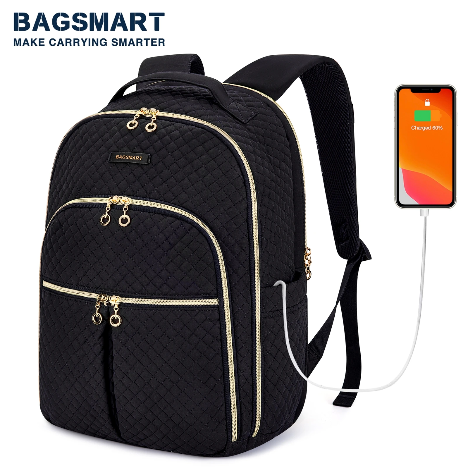 BAGSMART 여성용 노트북 백팩, 15.6 인치 노트북 가방, 직장 대학 여행 출장 충전식 학교 가방 AliExpress