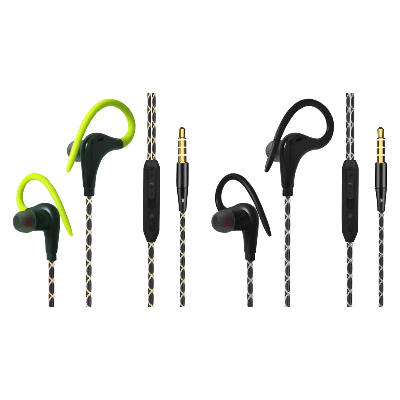 Sports Wired Earbuds 3.5mm Jack with Microphone Wrap Around Lightweight