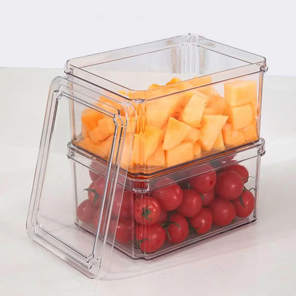 Rectangular Food Storage Box With Lid Acrylic Kitchen Rangement Drain  Container Fridge Organizer Artifacts Plastic Sealed Box - Bottles,jars &  Boxes - AliExpress