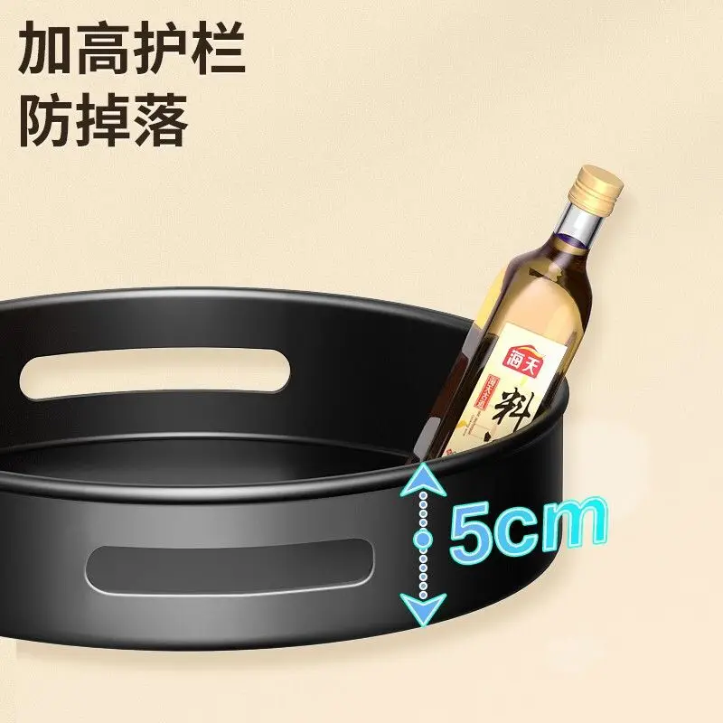 Kitchen installation free multifunctional rotating seasoning storage rack, tea cup countertop, oil, salt, sauce, vinegar, miscel