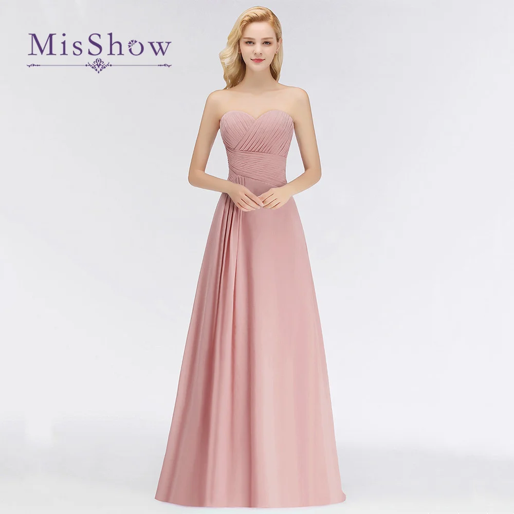 

Custom Sweetheart Ruched Long Bridesmaid Dresses 2022 Formal Wedding Guest Dress Chiffon Strapless Maid of Honor Party Gowns