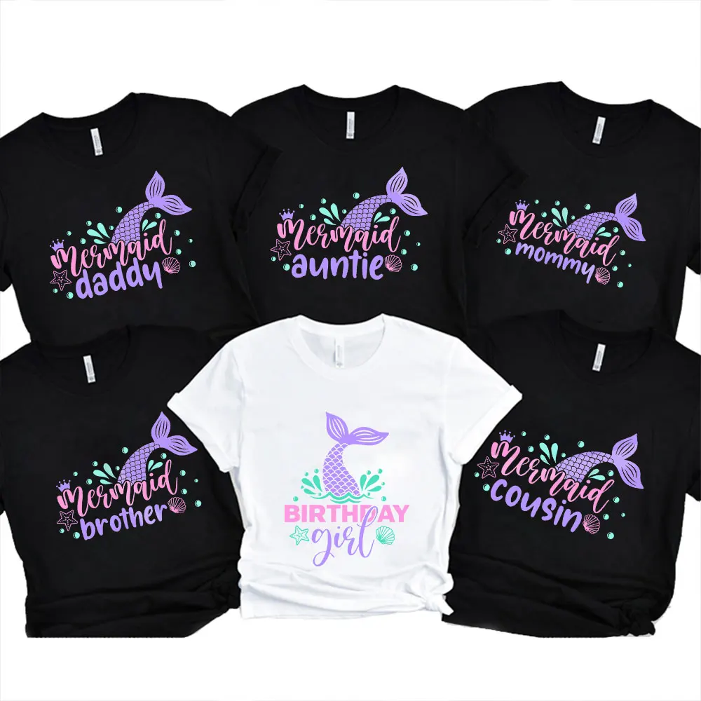 

Русалка Y2k с графическим рисунком для девочек, семейный день рождения, футболка унисекс, Детская футболка, одежда, футболка с коротким рукавом, топы, подходящие Семейные наряды