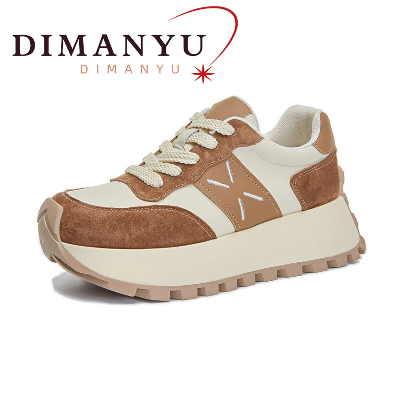 DIMANYU Board Shoes Women's Genuine Leather 2024 Spring New Platform Female Shoes Fashion Lace-up Cortez Shoes Ladies