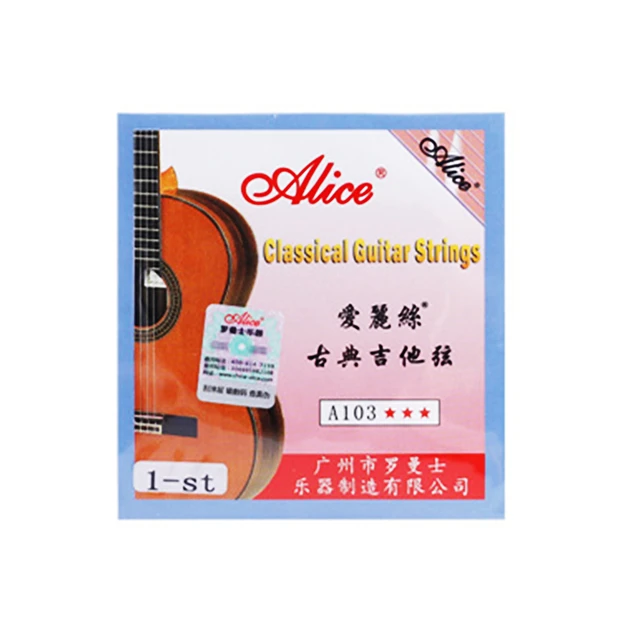 Classical Guitar Strings Alice A103 Clear Nylon Silver Plated Single