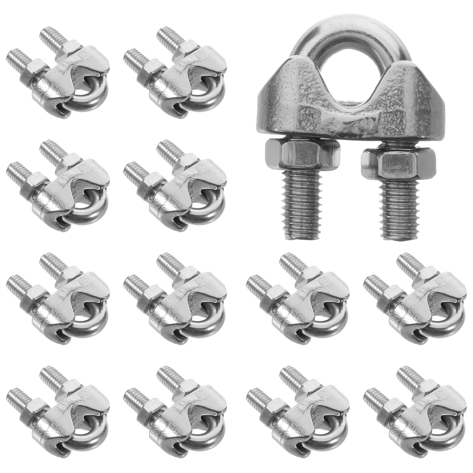 

20pcs Wire Rope Clips U Bolts Stainless Steel Wire Rope Cable Clips Wire Rope Fixing Clamps (M5)