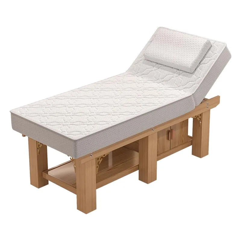 

Solid wood latex massage and beauty bed for beauty salons, embroidered bed, physical therapy bed, massage bed