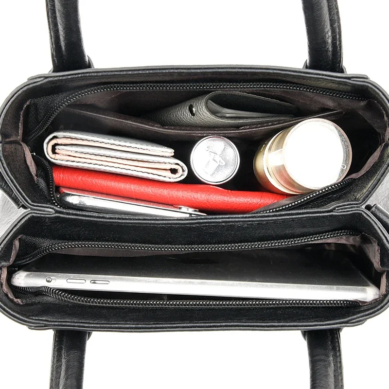 【2plan】Multi-Utility Leather Bag Soft Pebble Leather GAL Multi Compartment Utility Handbag
