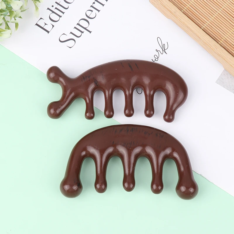 

1Pc Resin Massage Comb Head Meridian Scalp Comb Face Eye Shoulder Neck Scraping Treatment Anti-static Wide Tooth Meridian Comb