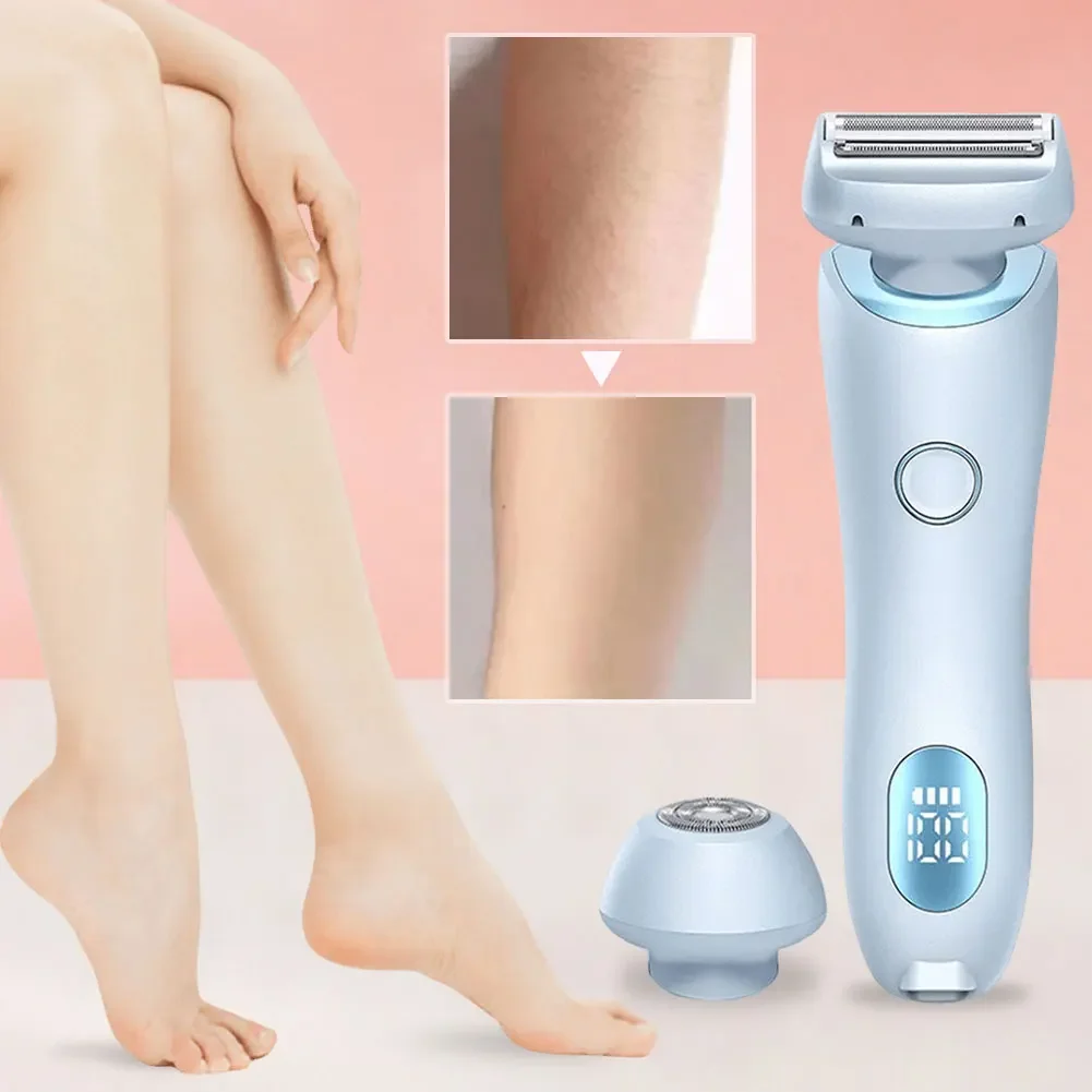Women Electric Epilator 2 in 1 Body Hair Removal Razor Waterproof Rechargeable Bikini Trimmer for Pubic Legs Underarms Face Hair 4