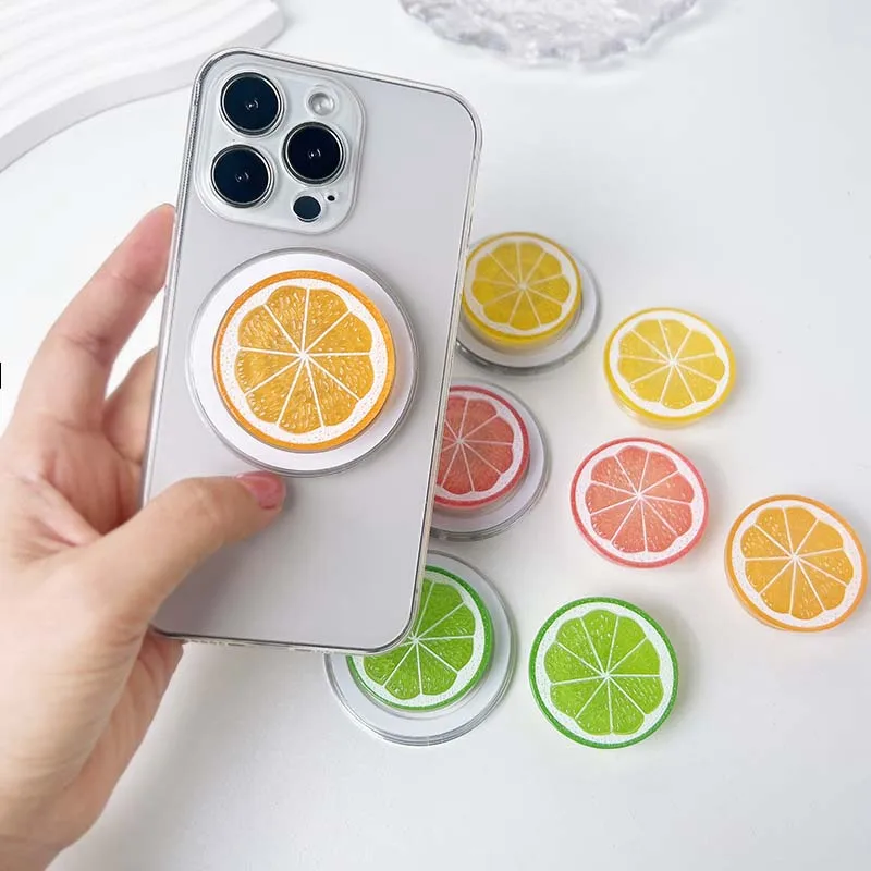 Magnetic & Adhesive Foldable Phone Grip Stand - Fruit Slice Design