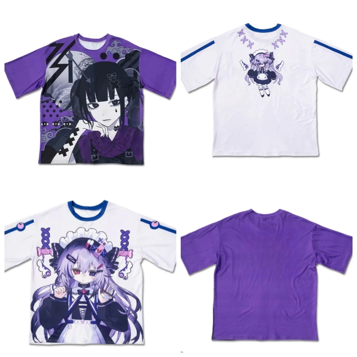 Vibrant Purple Anime Graphic Tee - Unisex Short Sleeve Casual Wear