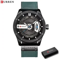 Luxury CURREN Men's Military Sports Quartz Watch with Leather Strap (BKBE-BOX)