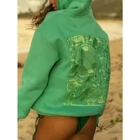 Plus Size New Fashion Women’s Beach Hoodies Long Sleeve Turtle print Sweatshirts Streetwear Tops