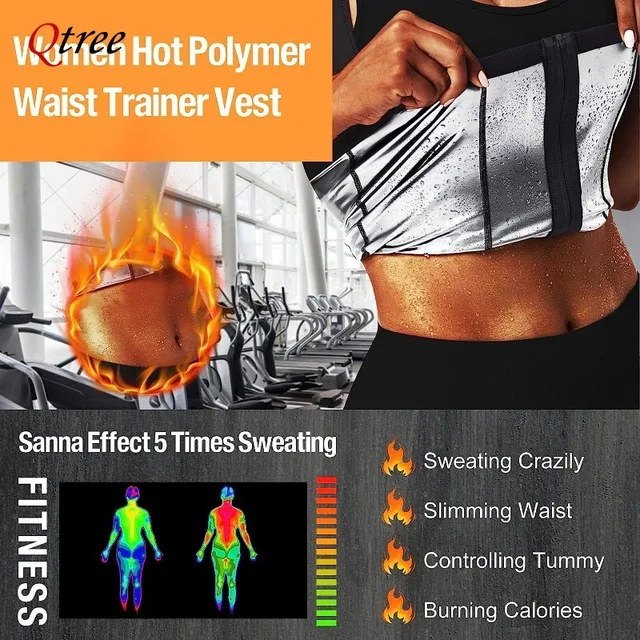 Qtree Women Sweat Sauna Suits Compression Body Shaper Belly Trimmer Vest Waist Trainer Corset Slimming Zipper Jacket Workout Top 3