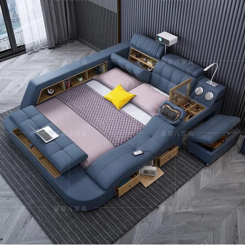 Lit électrique multifonctionnel avec haut-parleur intégré, design nordique élégant, pour chambre à coucher, accessoires de maison