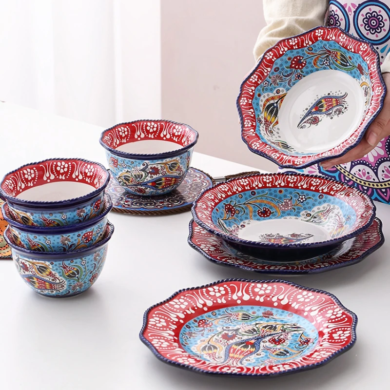 Ceramic tableware rope-edge personality home creative square dish set