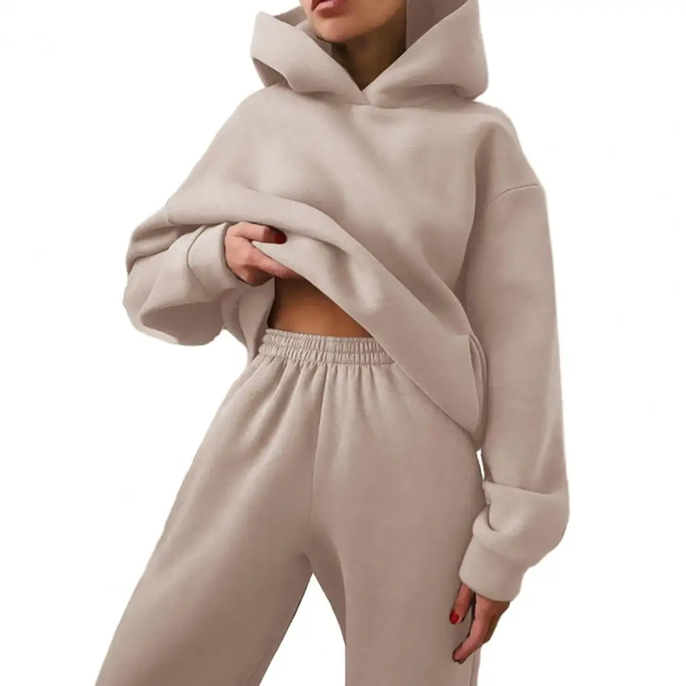 

Women Tracksuit Set Women Sweatshirt Trousers Set Cozy Women's Winter Tracksuit Set with Hoodie Jogging Pants Soft for Fall